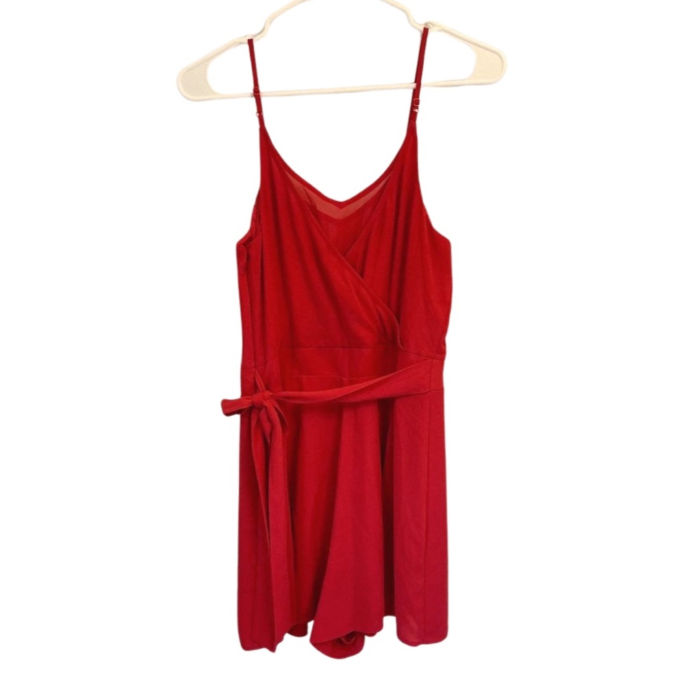 Express Tamale Coral Belted Tie Side Zip Sleeveless Romper